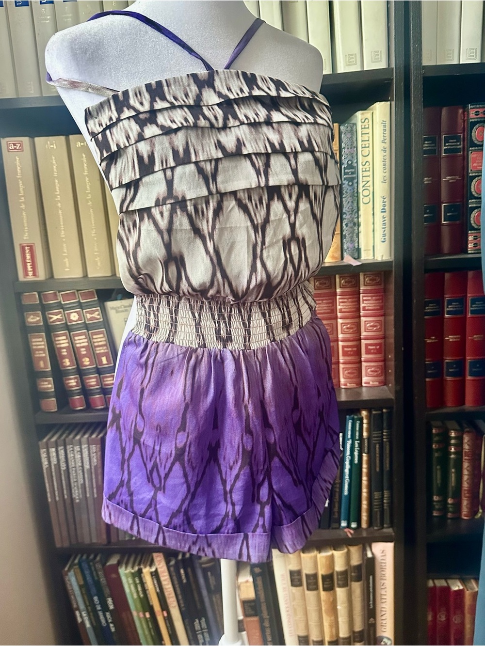 New Bebe Purple Ombre Strapless smoked waist romper Sundress S - Picture 3 of 3